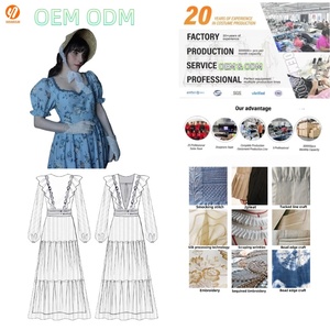 <span class=keywords><strong>Robe</strong></span> vintage à manches bouffantes à imprimé floral bleu pour femmes, <span class=keywords><strong>robe</strong></span> en polyester de style régence personnalisable, tenue élégante pour demoiselle d'honneur - Product Image 1