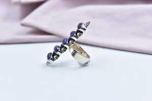Handmade Purple Dahlia Turquoise Sterling Silver <b>Adjustable</b> <b>Ring</b> Natural Gemstone Jewelry for Women Wholesale - Product Image 3