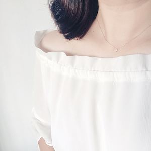 Collana con ciondolo Mini croce 14K placcata in oro con gioiello da donna per anniversario di matrimonio in stile giapponese sottile e delicato zircone alla moda - Product Image 3