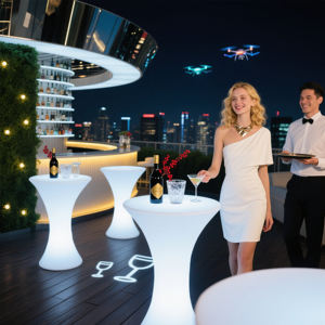 Outdoor Event Party Lounge LED Light-Up Cocktail Bar Furniture Lightweight Bar <strong>Tables</strong> and Chairs - Product Image 4