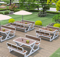 Ensemble table et chaises d'extérieur en métal - Mobilier commercial durable et imperméable pour hôpitaux et cafés - Banc tendance