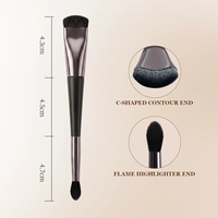 Lilywild 2026 Meilleure Vente Pinceau de Contour en C Double Embout pour le Nez avec Pointe Effilée pour le Highlighting, Poils Véganes PBT, OEM