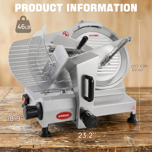 Nouvelle trancheuse <span class=keywords><strong>à</strong></span> <span class=keywords><strong>viande</strong></span> congelée semi-automatique électrique de 12 pouces, épaisseur réglable, lame en acier inoxydable, pour usage sur comptoir - Vente directe usine - Product Image 3