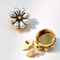 Broche de chemise RYL, bouton de manchette, perle, strass, design écaille de tortue, clip de luxe