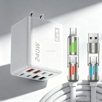 Chargeur rapide USB-C GaN 240W avec 8 ports USB Type-C PD, compatible avec les prises EU, US et UK, charge rapide QC 3.0, adaptateur secteur