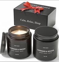 Ensemble de bougies parfumées en cire de soja noire de luxe pour la maison, pour soulager le stress et favoriser le sommeil, cadeaux d'anniversaire