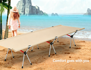 Lit de camping pliable en alliage d'aluminium ultraléger à hauteur réglable dans les deux sens, lit de couchage portable robuste pour la randonnée en plein air - Product Image 2