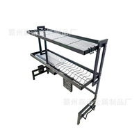 Égouttoir à vaisselle en acier au carbone transfrontalier Double évier de cuisine boîte de rangement de vaisselle domestique organisateur d'outils de nettoyage en métal