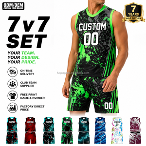 FQ Custom 7v7 Toernooi Uniform Verf Cartoon 7v7 Ronde Hals Jersey 7 tegen 7 Lightning Team Sublimatie Jeugd Verf Spat - Product Image 1
