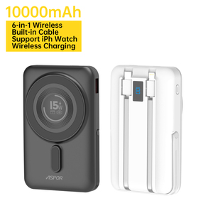 ASPOR A327 Batterie Externe Magnétique Sans <span class=keywords><strong>Fil</strong></span> 10000mAh avec Câbles Intégrés et Support, Charge Rapide PD 22.5W - Product Image 2