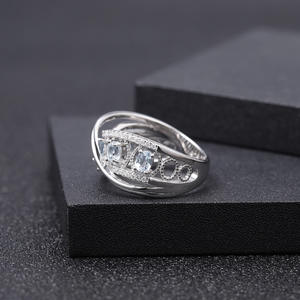 En stock, série vintage, bague en argent 925 incrustée de cristal bleu de Londres, haute élégance, vente directe d'usine - Product Image 3