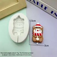 Moule en silicone en forme d'animal de Noël mignon pour la cuisson de chocolat, de mousse au chocolat française, de sucettes, de savon, moules à résine époxy