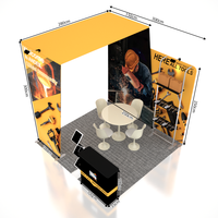 Stand d'exposition tout-en-un 10x10, stand d'exposition intégré avec fond d'arche et étagères pour produits