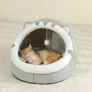 Super Cat Bed Winter Warm <span class=keywords><strong>Pet</strong></span> House Kitten Cave Cojín Estera para perros pequeños con patrón sólido Sleeping Dog Basket Carpa para gatos - Product Image 4