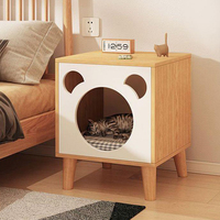 Multifunktionaler Universeller Holz-Nachttisch mit Integriertem Katzenbett Modernes Design für Ganzjährige Nutzung