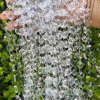 Chaîne de rideau à perles de cristal 14 mm x 1 m de long en acrylique, moderne et luxueuse, pour décoration de toile de fond de mariage, fête, ou de plafond de porte DIY