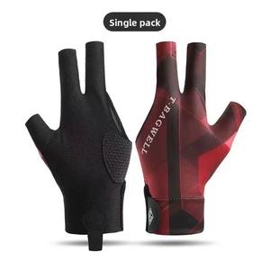 Guantes de <span class=keywords><strong>billar</strong></span> profesionales Tres dedos de alto grado Antideslizante Dedos expuestos Bola especial Fino Snooker Poliéster transpirable - Product Image 1