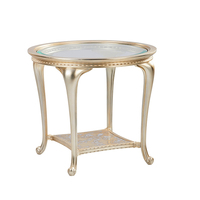 Table console en bois faite à la main de style français moderne avec plateau en verre pour la décoration de la fin du canapé dans le salon