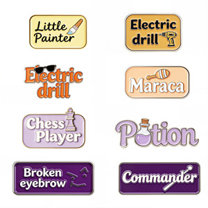 Metal <b>Pin</b> Gold Plated Hard Enamel Rectangle Shape Art Collectible Lapel <b>Pin</b> - Product Image 2