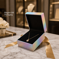 Boîte cadeau holographique de luxe avec couvercle magnétique et ruban, finition irisée, pliable, en stock, vente en gros pour la beauté