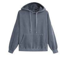Sweat à capuche vert sauge délavé en coton French Terry 450 GSM à épaules tombantes surdimensionné pour streetwear vintage, effet délavé à l'acide