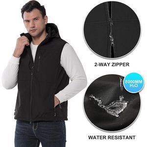 <b>Men's</b> Lightweight Winter Hooded Softshell <b>Vest</b> Fleece Lined Zip up Insulated <b>Thermal</b> Outdoor Hiking Waistcoat - Product Image 4