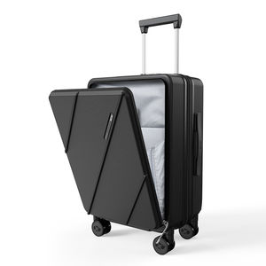 Prix d'usine directement bon marché <span class=keywords><strong>Valise</strong></span> rigide à roulettes avant ouverte Bagages de voyage à main avec chargeur USB Porte-gobelet - Product Image 2