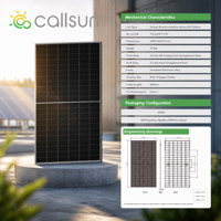 Panneau solaire bifacial Callsun 720W de type N, cellules G12 de 210 mm, TOPCon, haute efficacité 23,2 %, module PV mono double vitrage