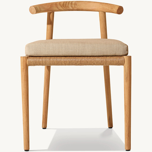 Chaise d'appoint en teck de style minimaliste pour l'extérieur, avec structure en bois massif et assise en corde tressée - Product Image 6