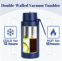 Botella de Agua Aislada al Vacío de Acero Inoxidable de 34 oz con Logotipo Personalizado, Tapa con Pajita y Asa de Silicona para Deportes, Viajes y Actividades al Aire Libre