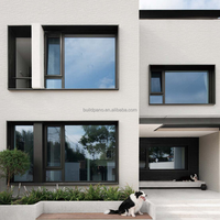 Ventana abatible de aluminio personalizada de alta calidad Parrillas de seguridad de vidrio residenciales de persiana de estilo americano moderno de alto impacto