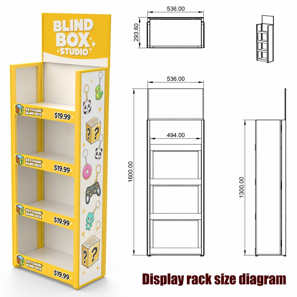 Apache Custom Metal Figure Display Rack Countertop Spinning 4-Tier Pop Mart Toy Organizer OEM for Blind Box Retail Store OEM ODM — view 2