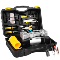 NEW Heavy Duty 12V Metal Car Emergency Kit Dual Cylinder Air Compressor Tire Pump with Tire Pressure Monitor Auto Inflator