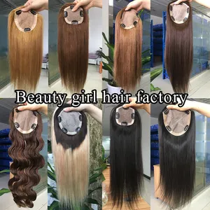 Distribuidores de cabelos virgem, venda quente de estilos curtos toupees mulheres negras sistema de substituição de cabelo humano com topper de seda