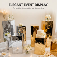 Décorations de mariage modernes, très demandées : Colonne carrée en acrylique effet miroir, guide d'allée, socle pour table de gâteaux et desserts, support à fleurs