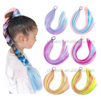 Shinein Nouvelle Extension de Cheveux pour Enfants de 12 Pouces, Couleur Ombre, Tresse Torsadée, Crochet, Tresse Bulle, Queue de Cheval pour Enfants