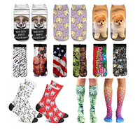 Échantillon Gratuit Chaussettes Homme Sublimation Personnalisable Logo Personnalisé Chaussettes Longues Tube Alimentaire Homme Chaussettes Imprimées 3D