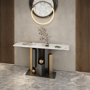 Mesa Consola Moderna de Metal y Madera para <span class=keywords><strong>Pasillo</strong></span> con Almacenamiento Iluminado para Pasillos Estrechos y Entradas de Casa - Product Image 3