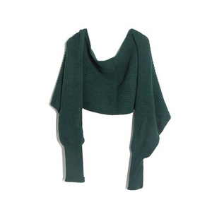 Écharpe en acrylique tricotée au design uni pour l'hiver 2023 avec manches châles tricotés pour femmes vente en gros - Product Image 4