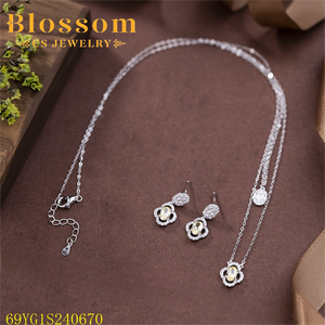 Hoa CS Đồ Trang Sức <span class=keywords><strong>925</strong></span> Sterling Silver Bạc Đôi Vòng Cổ <span class=keywords><strong>Set</strong></span> Với 3A Zirconia Đảng Wedding Phụ Nữ Phổ Biến Của Trang Sức <span class=keywords><strong>Set</strong></span> Bán Buôn - Product Image 3