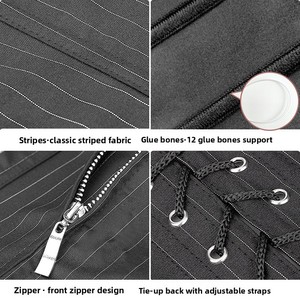 Corset amincissant et gainant professionnel à rayures noires, style européen et américain, avec fermeture éclair, effet push-up et sans coutures - Product Image 4