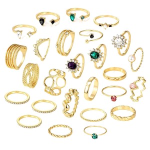 Stapelbare Ringe für Damen, Gold-Silber, klobiges Statement-<span class=keywords><strong>Ring</strong></span>-Set, Boho-Vintage-Knöchelringe, vergoldeter Schmuck, Ringe, Geschenk für Mädchen - Product Image 5