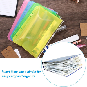 Giá rẻ PVC dây kéo thư mục tài liệu không thấm nước nộp hồ sơ lưu trữ lá lỏng lẻo túi cho 6 vòng Máy Tính Xách Tay Chất kết dính màu hồng 6 lỗ chất kết dính <span class=keywords><strong>Pouch</strong></span> - Product Image 4