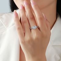 Bague en Moissanite Argent Sterling 925, Cœur Poire, Grappe VVS1 Couleur D, Halo 3x5mm, 3 Couleurs, Bijoux