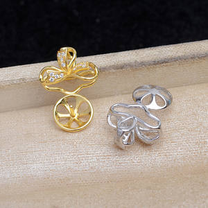 Base de Plata 925 para Joyería de Perlas DIY JG5884, Colgante de Trébol de Cuatro Hojas con Base Vacía Chapada en Oro de 3 mm y Corrector - Product Image 3