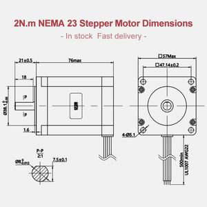 Moteur pas à pas 23 hybride 2 phases 3A 2Nm/283.2oz.in pour gravure, machine d'impression 3D - Product Image 4