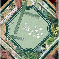 Tapis de Mahjong en Acrylique Motif Plantes Tropicales Vertes, Antidérapant, Réduction du Bruit, Accessoire de Table pour Jeux de Dominos, Cartes de Poker et Jeux de Tuiles