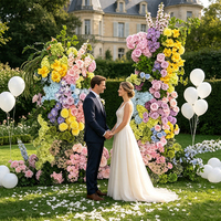 Ensemble de piliers de fleurs artificielles à double hauteur pour douche nuptiale, fête d'anniversaire, toile de fond photo, décoration florale