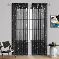 Prix d'usine 2025 Rideaux semi-occultants en tulle polyester argenté à motif marbré, rideaux modernes pour puits de lumière