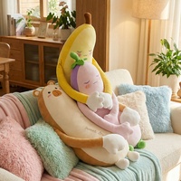Coussin corporel en peluche douce de 90/120 cm, adorable jouet en peluche en forme de banane et d'aubergine pour la décoration de chambre et la détente avant le sommeil